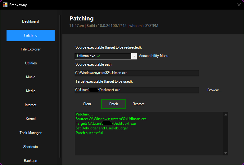 Breakaway Patch Successful