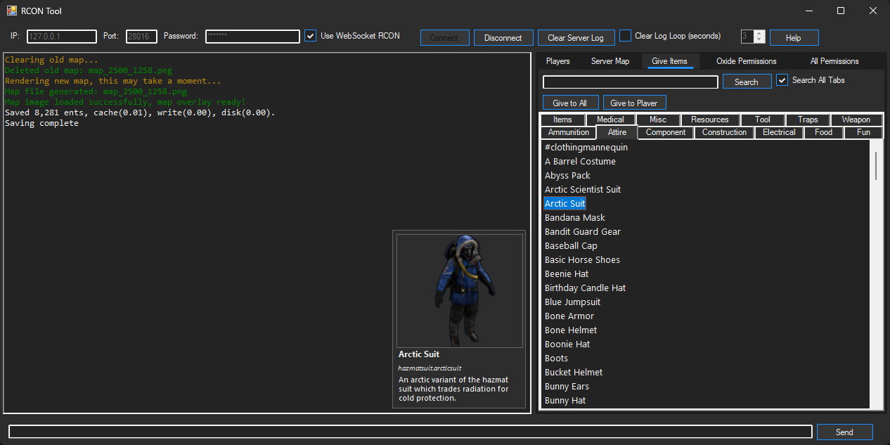 RCON Tool Non-Skinnable Item View
