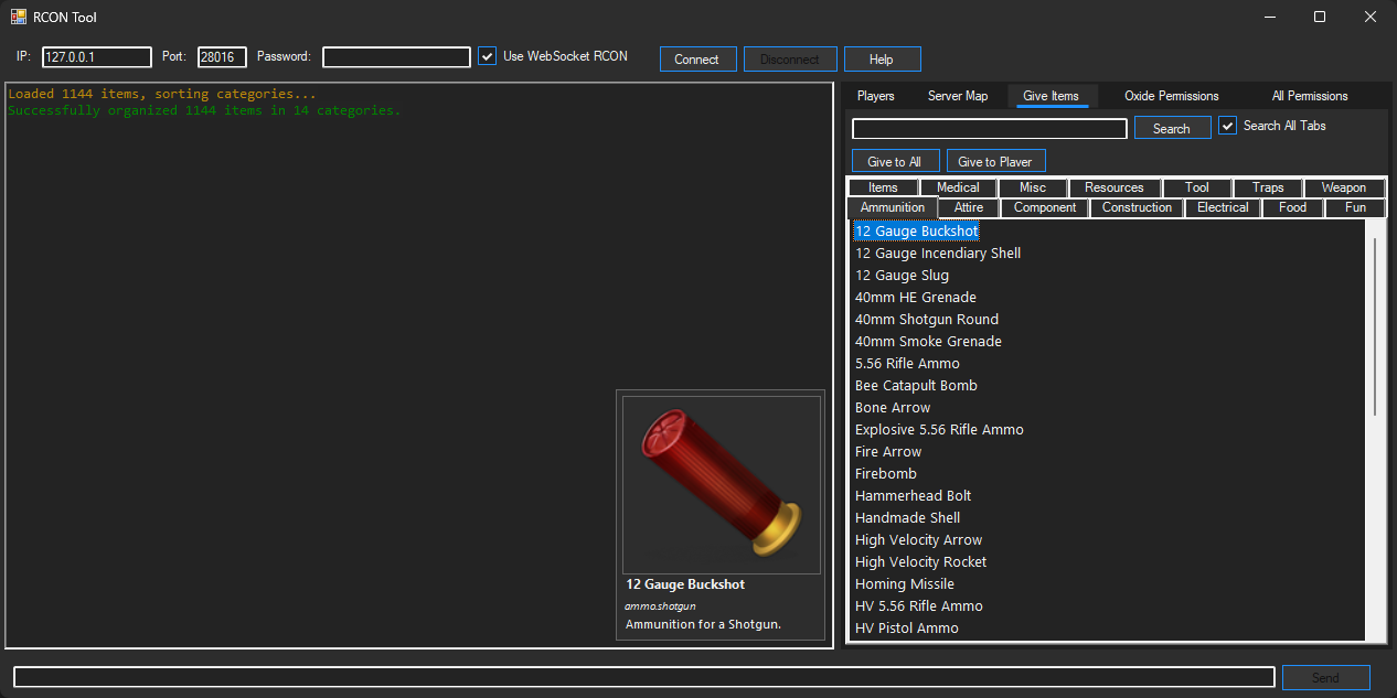 RCON Tool Give Items Item View
