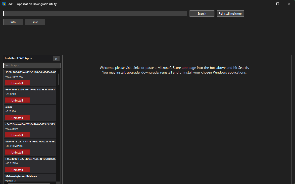 UWP-ADU Main Window